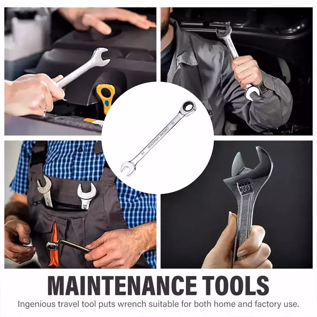 SPETLEK 12-Piece 72 Tooth Combination Ratchet Spanner Set in Silver Chrome Vanadium Steel – 3