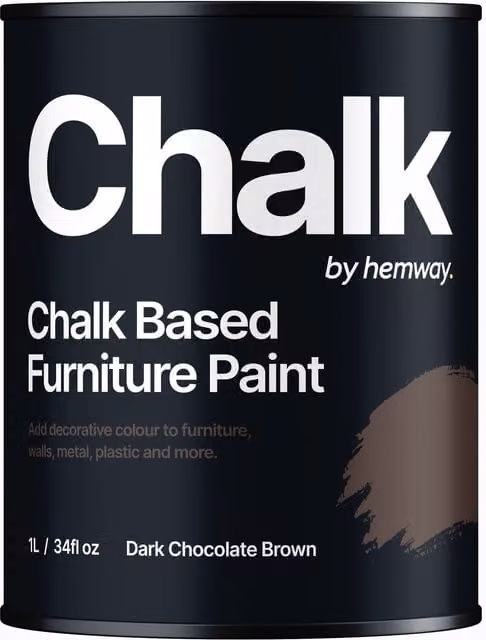 Hemway Chalk Based Furniture Paint in Flat Matt Dark Chocolate Brown, 1L