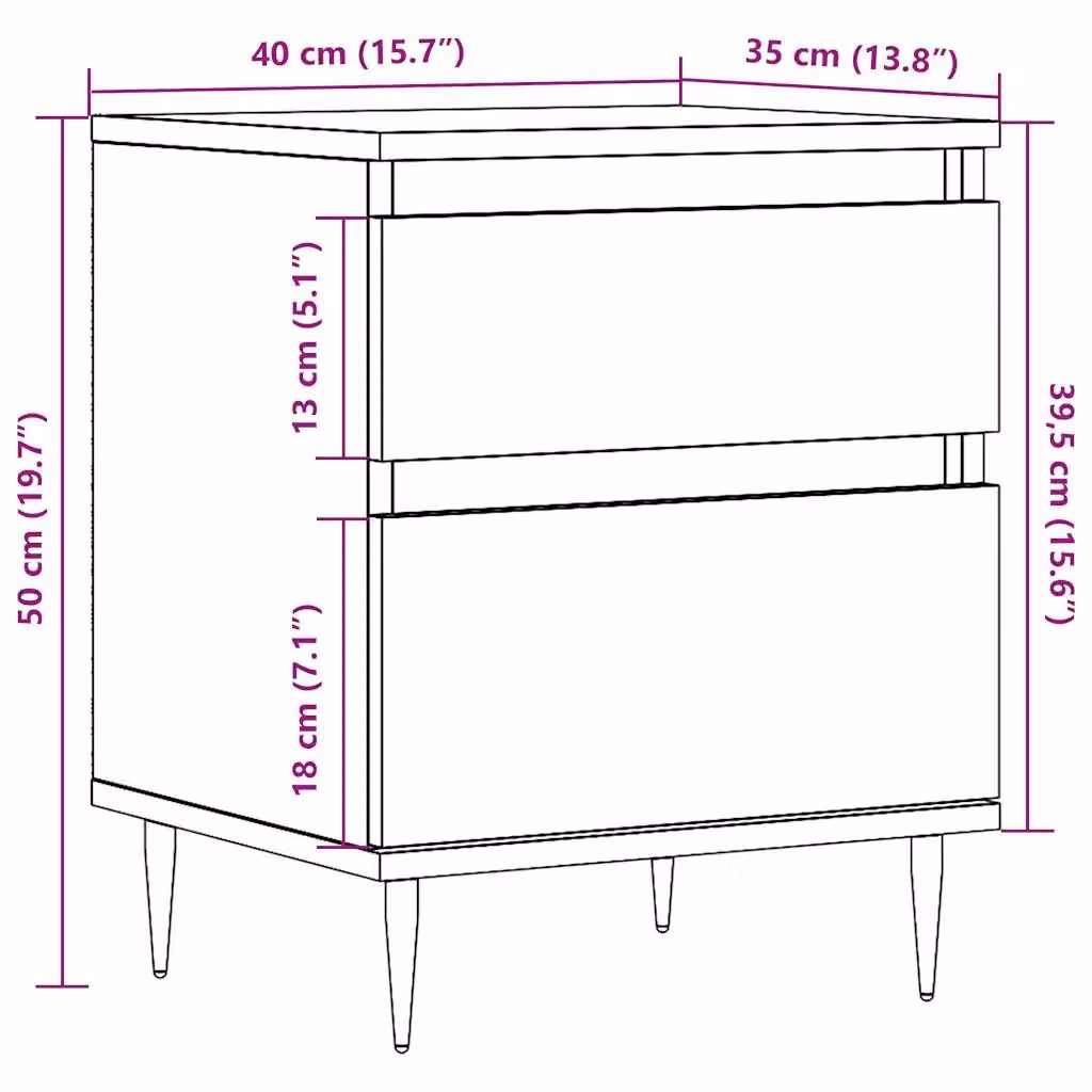 Berkfield Home Set of 2 Artisan Oak Bedside Cabinets in Brown, W/D/H: 40 x 35 x 50 cm – 5
