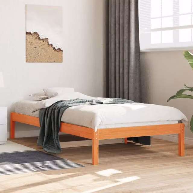 Berkfield Home Rustic Wax Brown Solid Wood Pine Day Bed W/D/H: 80 x 200 cm – 1
