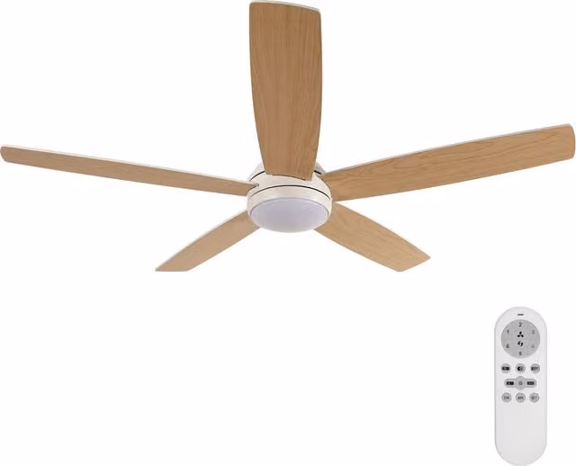 GOECO Modern Wooden LED Ceiling Fan Light with Remote Control, Dimmable, White, Black or Wood Finish