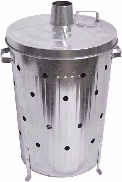 Trendi 90L Galvanised Metal Garden Incinerator in Silver