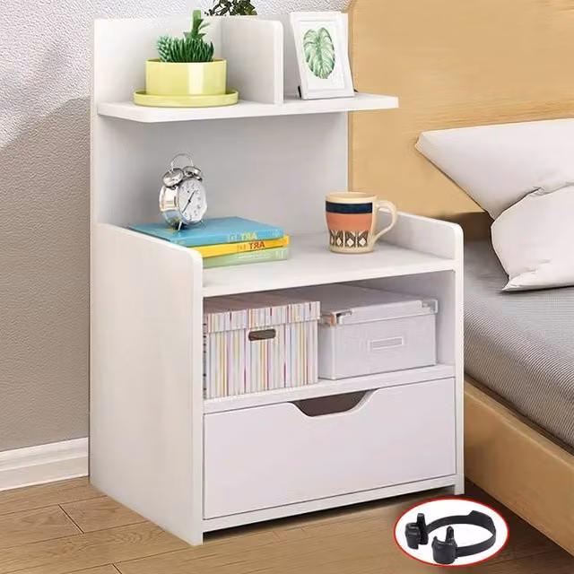 Havendro White Modern Wood Bedroom Nightstand with Storage Drawer, W/D/H: 33 x 60 x 60 cm – 1