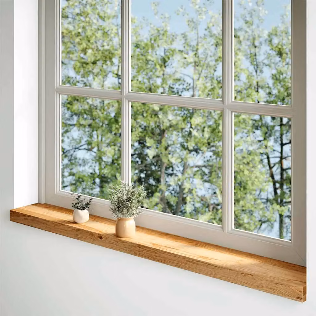 Berkfield Home Solid Oak Wood Window Sills, 2 Pieces, Light Brown, W: 160 cm, D: 15 cm, H: 2 cm – 2