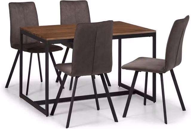 Julian Bowen Tribeca Walnut Rectangular Dining Table and Monroe Chairs Set in Brown and Black