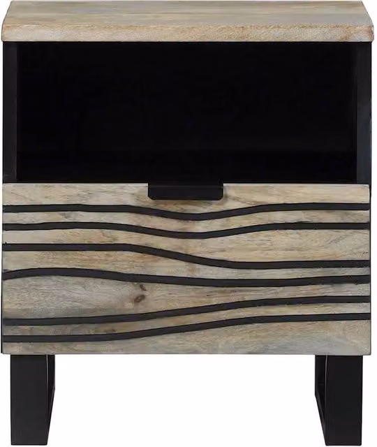 Berkfield Home Modern Bedside Table with Drawer in White and Black, W/D/H: 40 x 33 x 46 cm