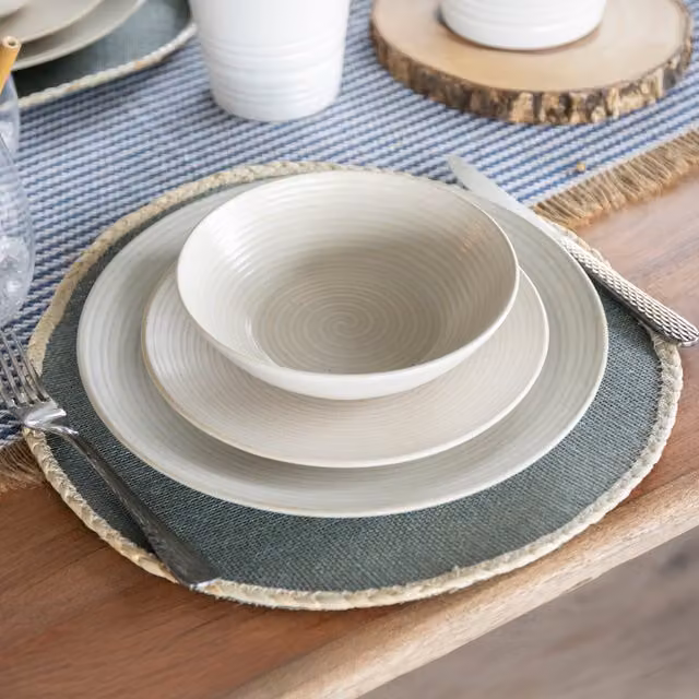 Creative Tops Set of 4 Round Grey Jute Hessian Placemats