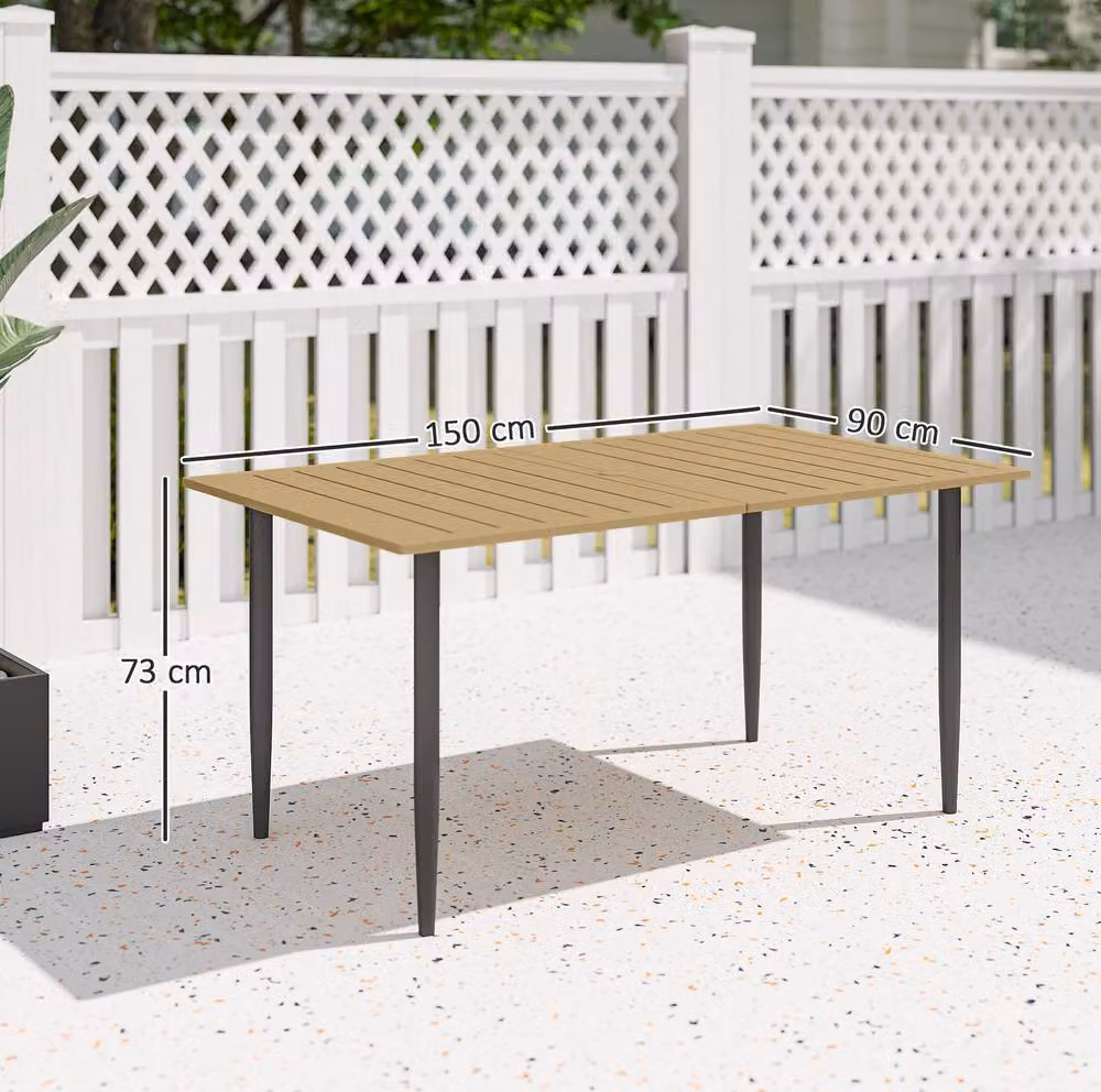 STILVORA Modern Outdoor Table in Sand with Parasol Hole, W/D/H: 150 x 90 x 73 cm – 3