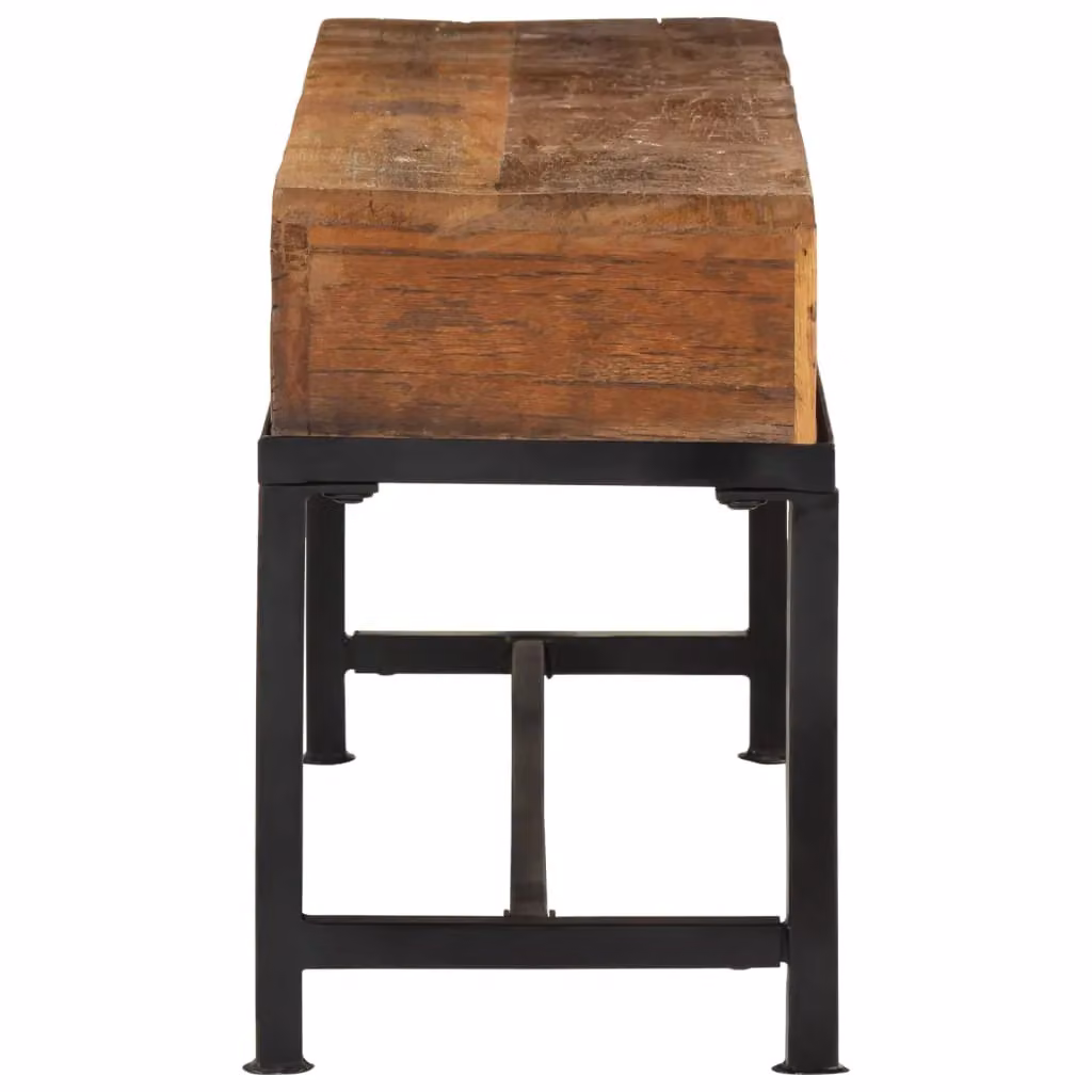 Berkfield Home Industrial TV Cabinet in Brown Reclaimed Solid Wood and Metal, W: 110 cm, D: 30 cm, H: 46 cm – 3