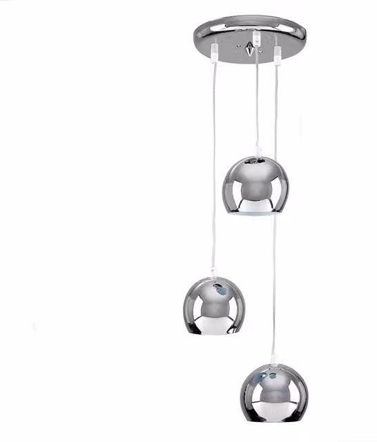 ValueLights Retro 3 Way Droplet Pendant Ceiling Light in Silver Chrome Metal