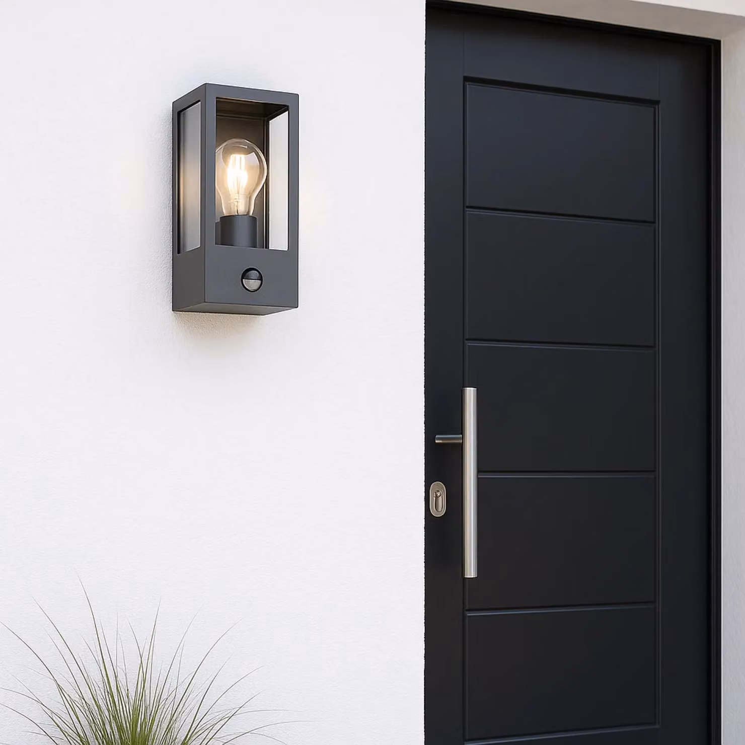 CGC Lighting Marina Black Aluminium Outdoor Wall Light with PIR Motion Sensor and Transparent Diffuser, E27 – 7