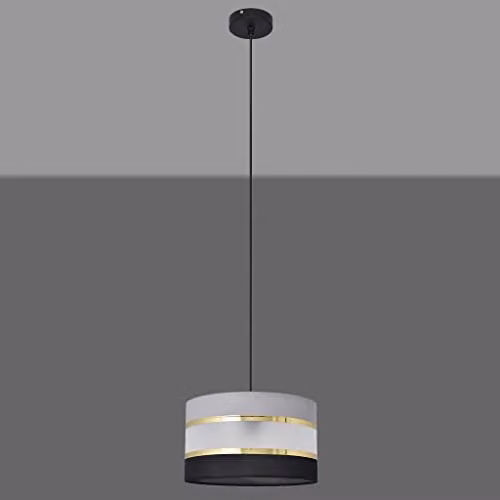 Netlighting Helam Helen Cylindrical Pendant Ceiling Light in Black, Gold and Grey, Diameter: 25 cm – 2