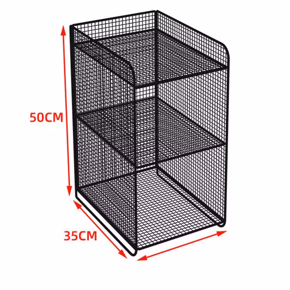 EONLION 3-Tier Metal Corner Nightstand and End Table in Black, W/D/H: 50 x 50 x 50 cm – 2
