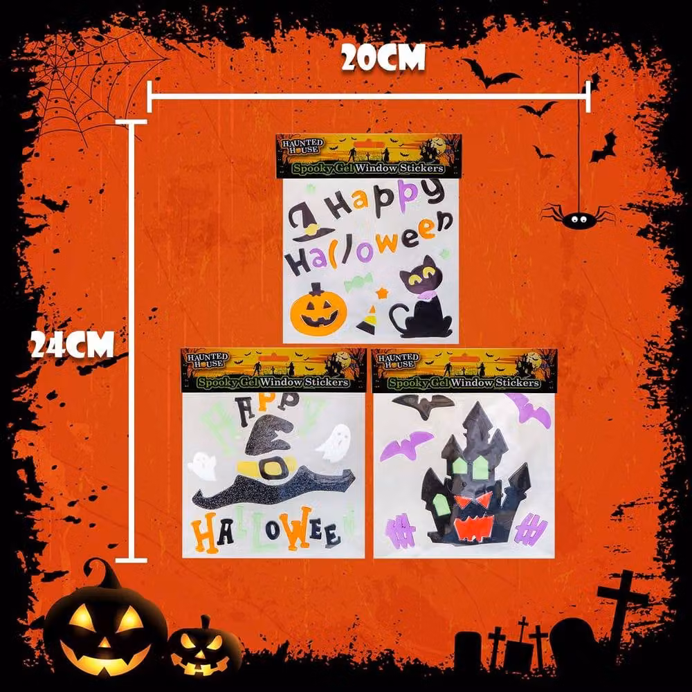 VFM e-Store Halloween Gel Window Stickers, Multicolour, 3 Pack – 1