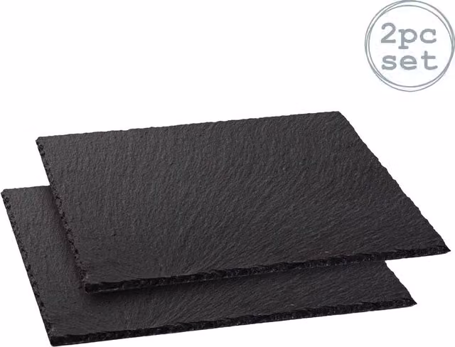 Argon Tableware Square Slate Serving Platters, Pack of 2, Black or Grey, 33 cm – 4
