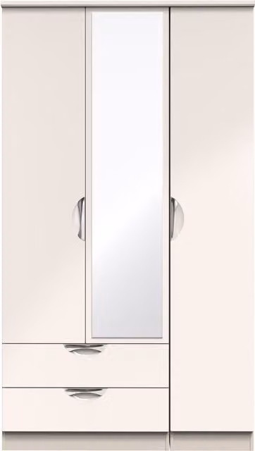 2 U Holborn Triple Mirror Wardrobe with 2 Integrated Drawers in Taupe