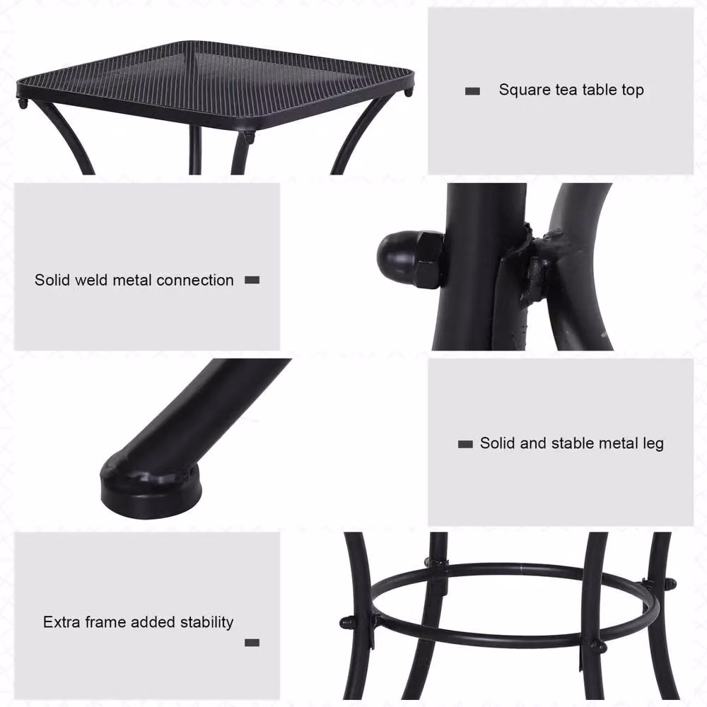 Wyld Haus Aritte Modern Black Matt Metal Square Outdoor Bistro Table W/D/H: 45 x 45 x 50 cm – 5