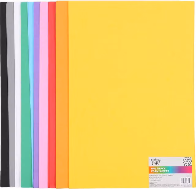 Crafty Club Pack of 20 Multicolour Foam Sheets