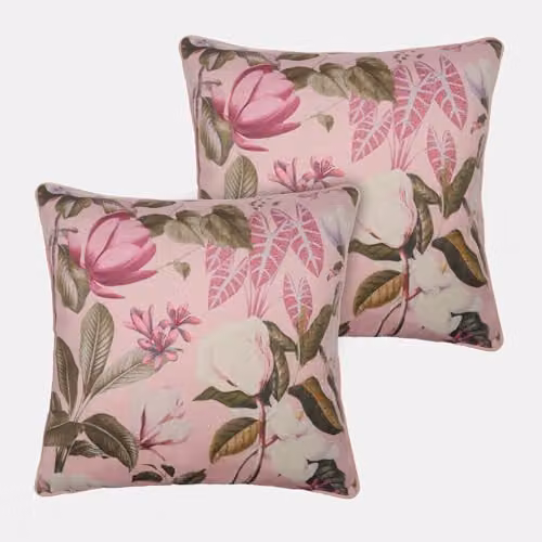OHS 2 Pack Floral Matte Velvet Cushion Covers in Pink, W/D/H: 45 x 45 x 45 cm – 2