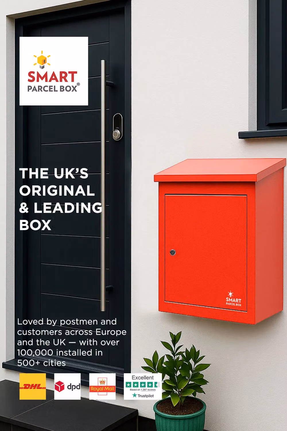 Homescapes Smart Parcel Box Medium Front Access Secure Steel Delivery Box in Red – 2