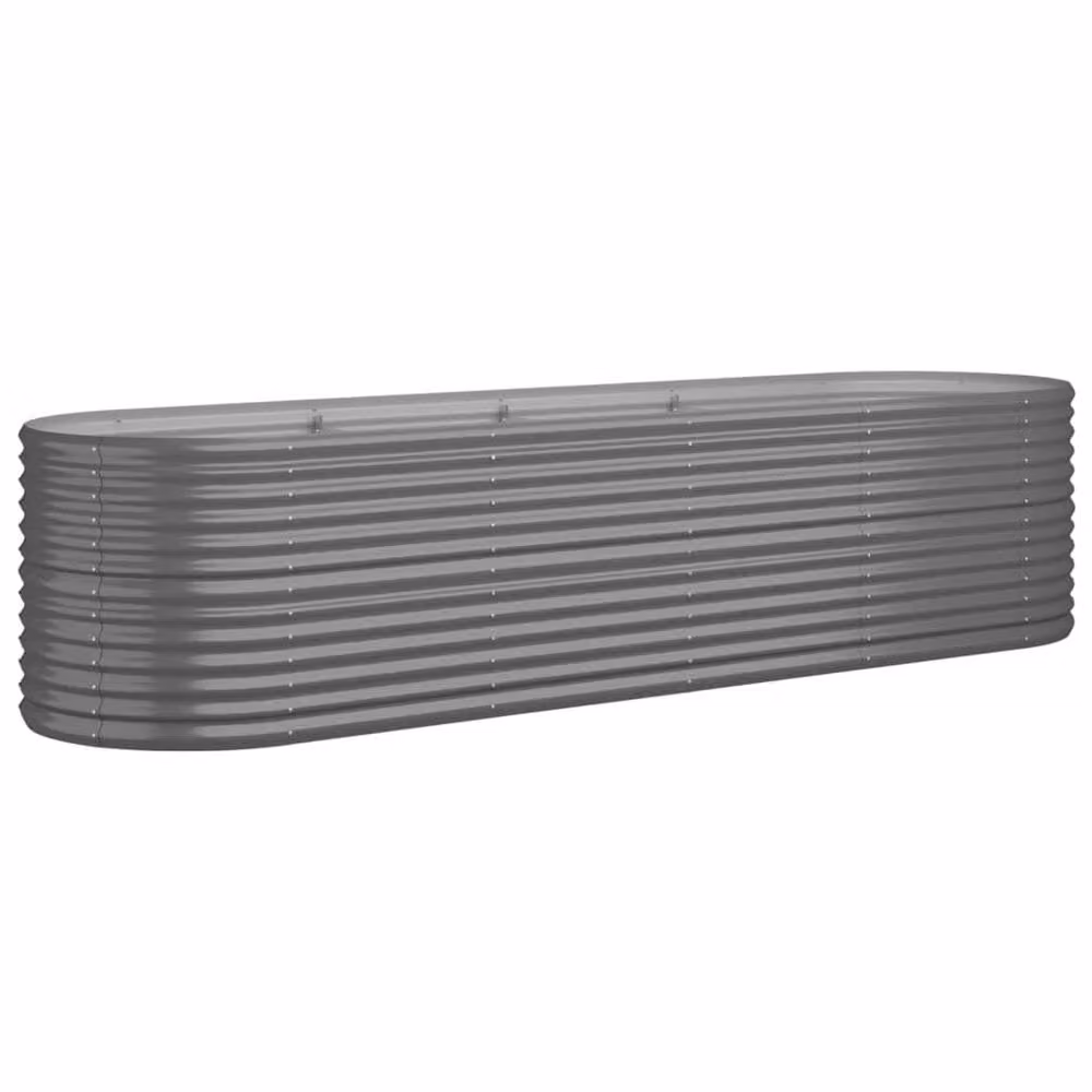 Berkfield Home Garden Powder-coated Steel Raised Bed, Grey, W: 296 cm, D: 80 cm, H: 68 cm – 2