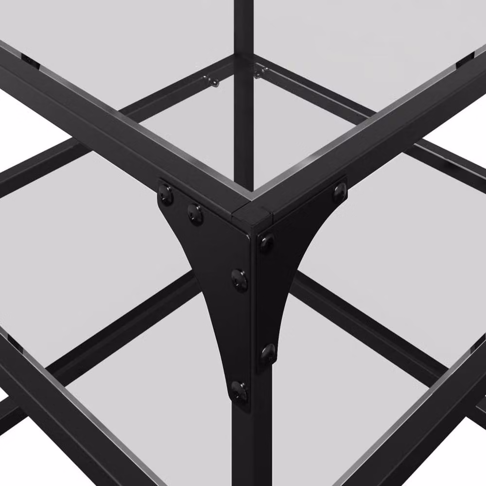 Berkfield Home Square Coffee Table with Transparent Glass Top and Black Steel Frame, W/D/H: 40 x 40 x 45 cm – 6