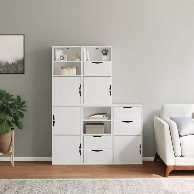 Berkfield Home ODDA Side Cabinets, 5 Piece Set in White Solid Wood Pine, W/D/H: 40 x 24 x 79 cm