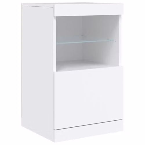 vidaXL Modern White Sideboard with Integrated LED Lights, W/D/H: 41 x 37 x 67 cm