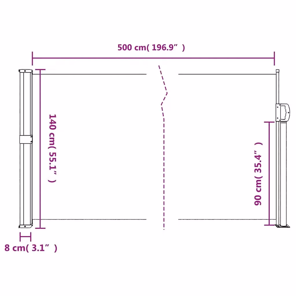 Berkfield Home Retractable Side Awning in Anthracite, W/H: 500 x 140 cm – 5