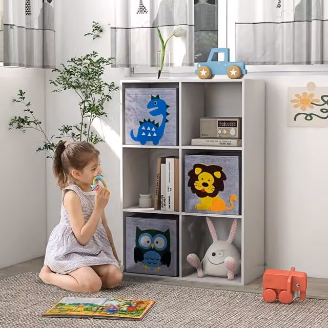ZONEKIZ Toy Organiser with Non Woven Fabric Drawers, White, W: 91.5 cm