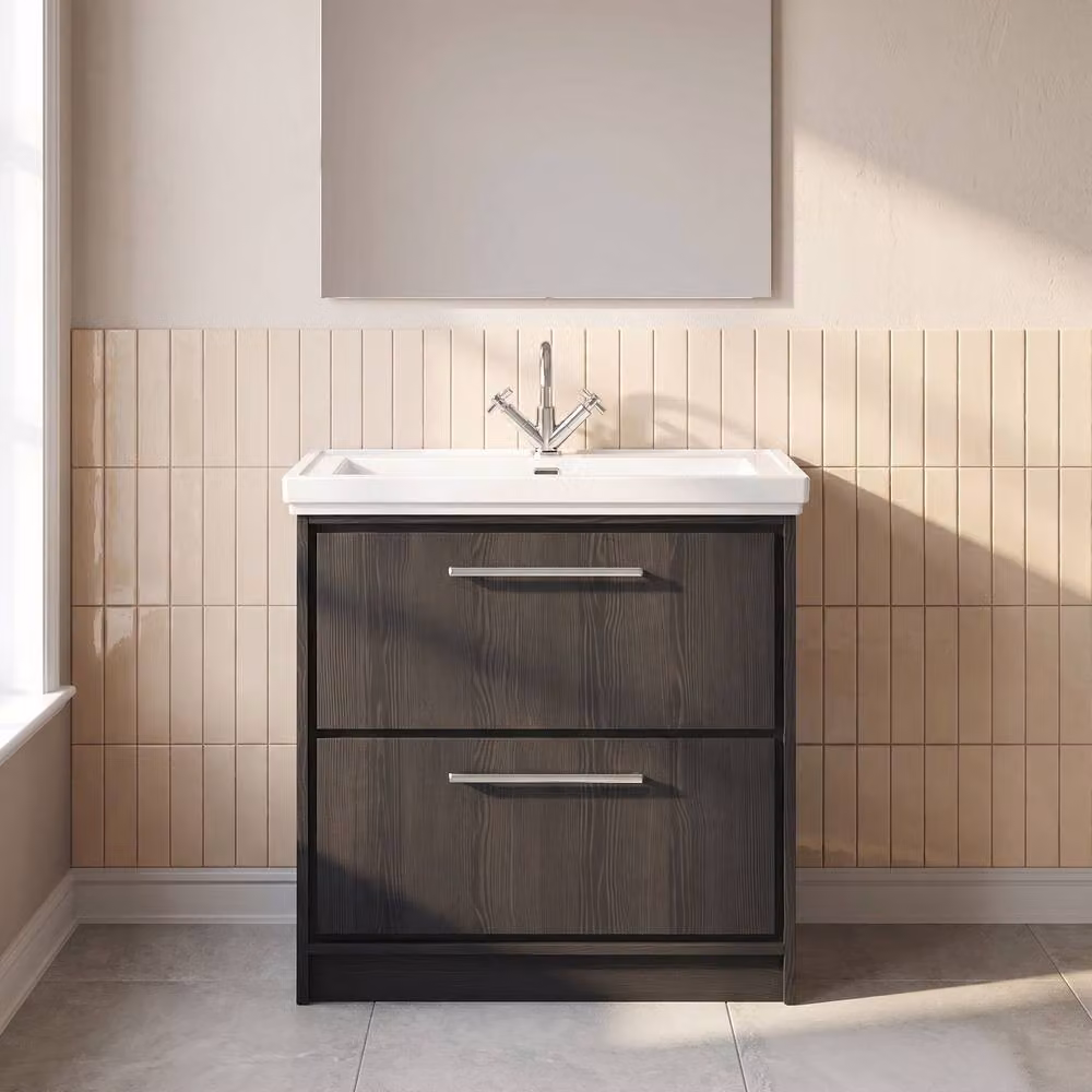 Balterley Longnor 2 Drawer Vanity Basin Unit, Graphite Grey, W: 80 cm – 2