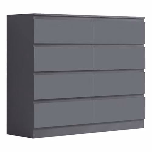 FWStyle Carlton Matt Dark Grey 8 Drawer Chest of Drawers W: 110 cm, H: 99 cm, D: 40 cm – 1