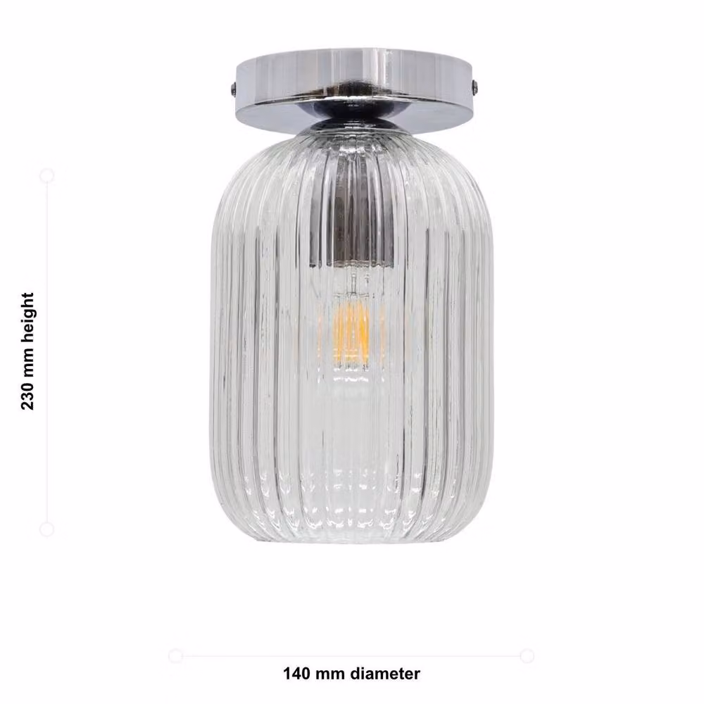 First Choice Lighting Batley Set of 2 Chrome Ceiling Light Fittings with Transparent Glass – 3