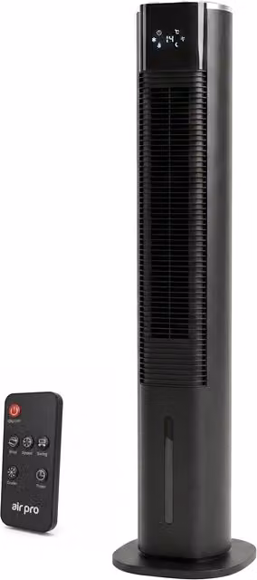 Air Pro 6L Tower Air Cooler with Remote and Touch Control, Black