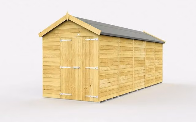 Buttercup Farm Apex Wooden Shed in Brown with Double Doors and No Windows, W/D/H: 214 x 592 x 217 cm