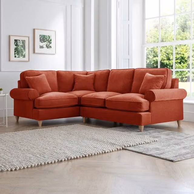 The Great Sofa Company Ezra Left Hand Velvet Corner Sofa in Terracotta – 1