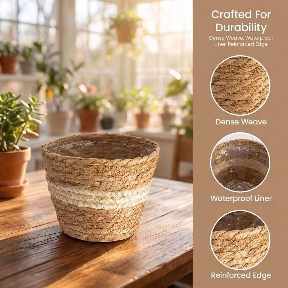 Havendro Seagrass Planter Basket for Indoor or Outdoor Use, Brown – 3