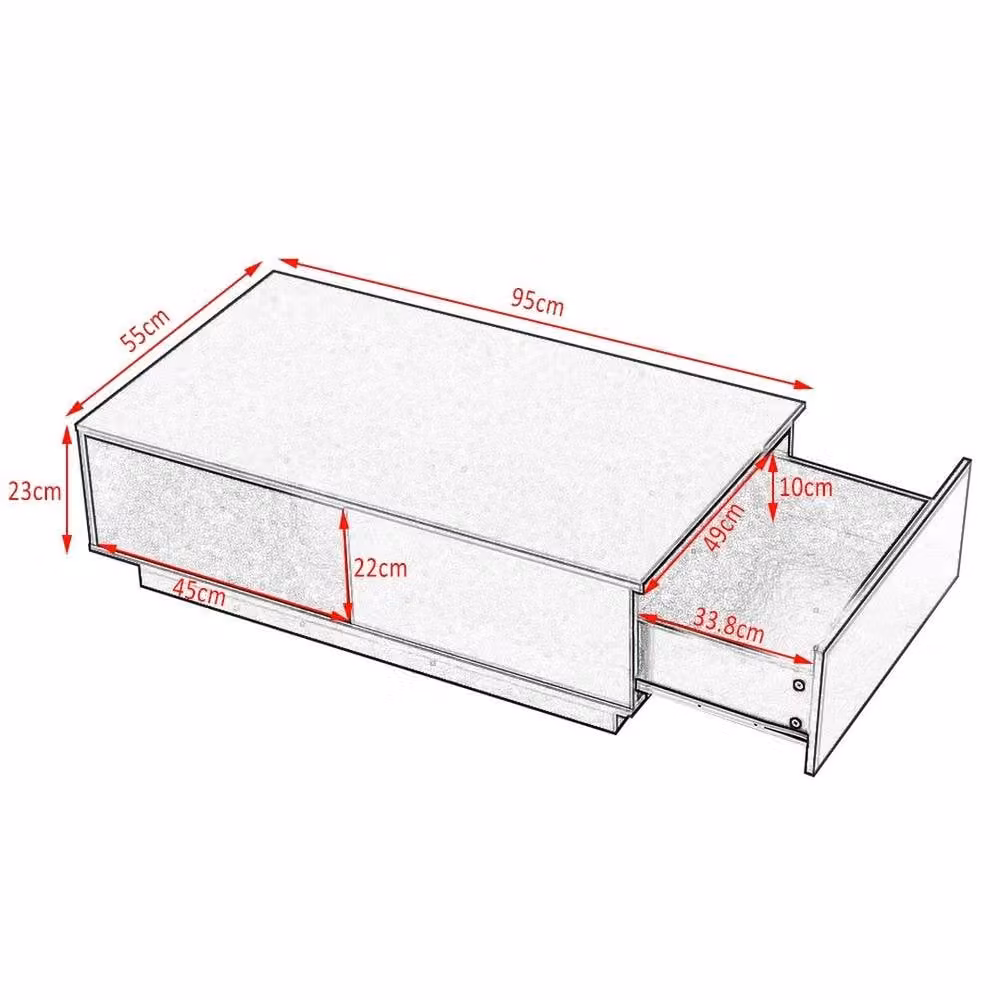 KORVIXA Modern Square Coffee Table with Storage Drawer in Black and White, W/D/H: 100 x 100 x 100 cm – 2