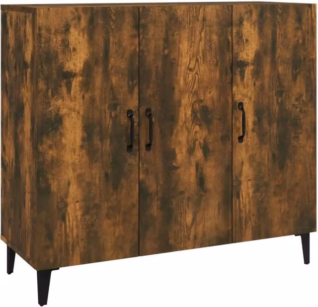 Berkfield Home Smoked Oak Sideboard in Brown, W/D/H: 90 x 34 x 80 cm – 1