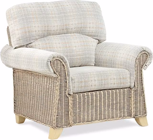 Desser Modern Rattan and Wood Conservatory Chair in Beige