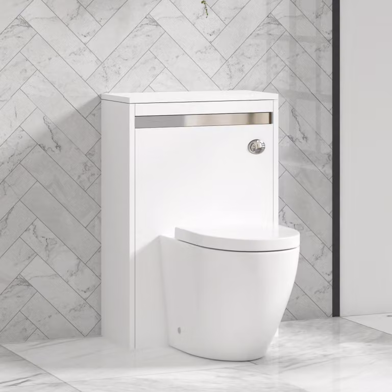 Royal Bathrooms Orion Matt White Back To Wall WC Unit with Elva Rimless Ceramic Toilet Pan, Soft Close Seat and Cistern, 540mm Width