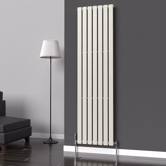 Lux Heat Flat Coloured Vertical Radiator in White, H 180 cm x W 49 cm