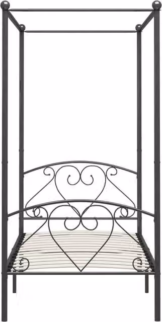 Berkfield Home Elegant Grey Metal Canopy Bed Frame, W/D/H: 120 x 200 cm
