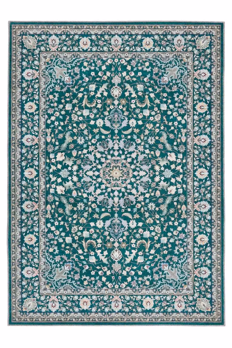 Origin's Washable Windsor Emerald Oriental Chenille Rug, Green, W: 120 cm, L: 170 cm