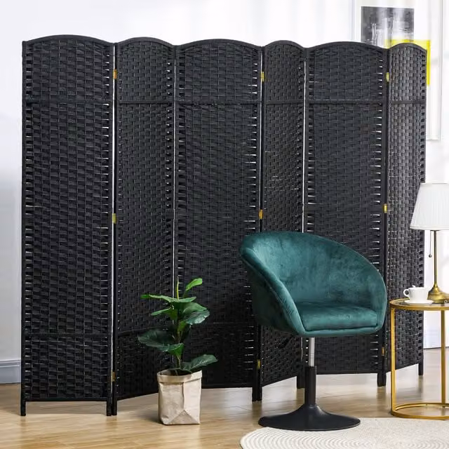HOMCOM Modern Black Folding Room Divider Panel