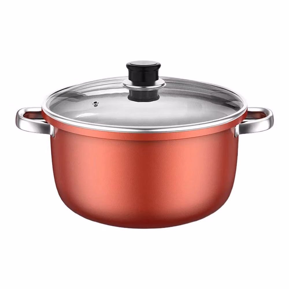 FORGEVIO Red Non-Stick Ceramic Stockpot with Glass Lid, 22 cm – 2