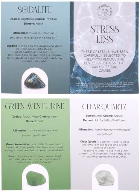 KDMK Serenity Trio Organic Healing Crystal Stone Set for Stress Relief in Multicolour and Green