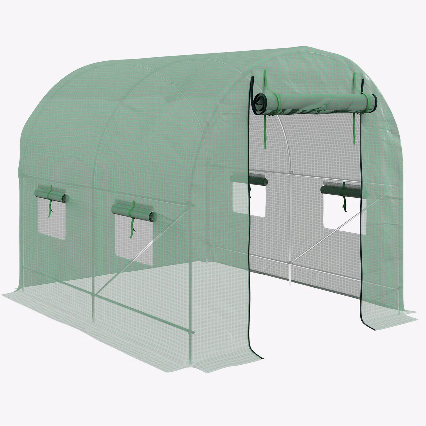 OUTSUNNY Walk-In Polytunnel Greenhouse with Steel Frame, Light Green, W: 3.5 m, D: 2 m, H: 2 m – 2