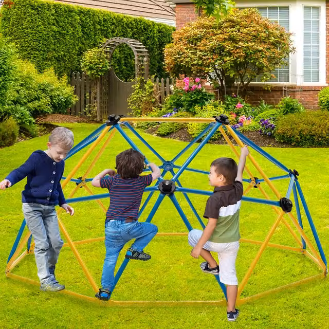Costway Geometric Climbing Dome Frame in Yellow and Black Galvanised Steel