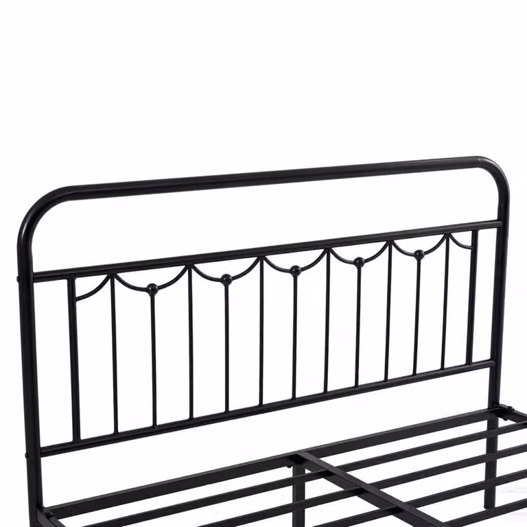 FORGEVIO Single Metal Bed Frame with Headboard, Footboard and Slatted Base in Black, W/D/H: 90 x 190 cm
